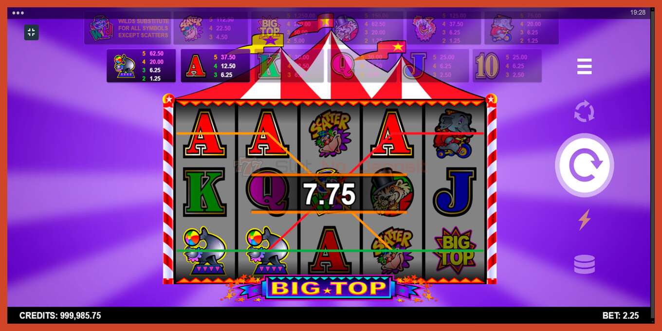 Slot screenshot: Big Top no deposit, number - 4