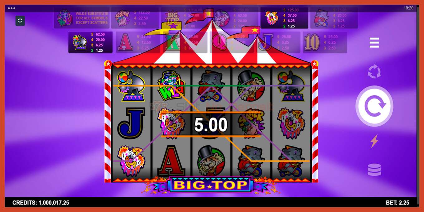 Slot screenshot: Big Top no deposit, number - 6