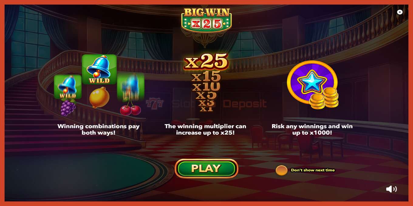 老虎机截图: Big Win x25 没有押金, 数字 - 1