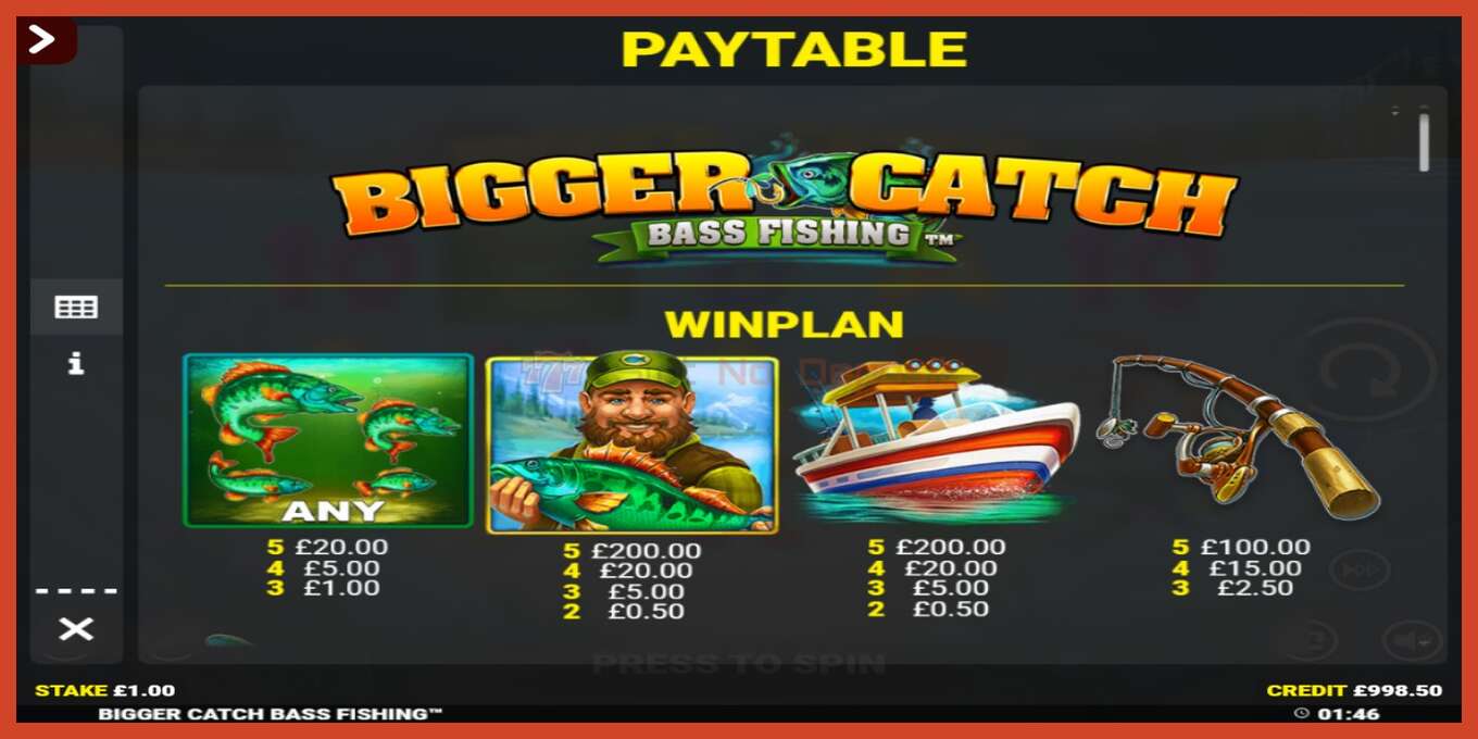 Slot skrinshoti: Bigger Catch Bass Fishing Rapid Fire Jackpots depozit yoq, raqam - 4