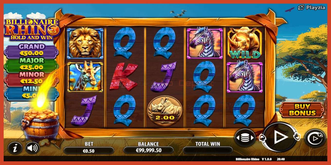 Slot screenshot: Billionaire Rhino no deposit, number - 3