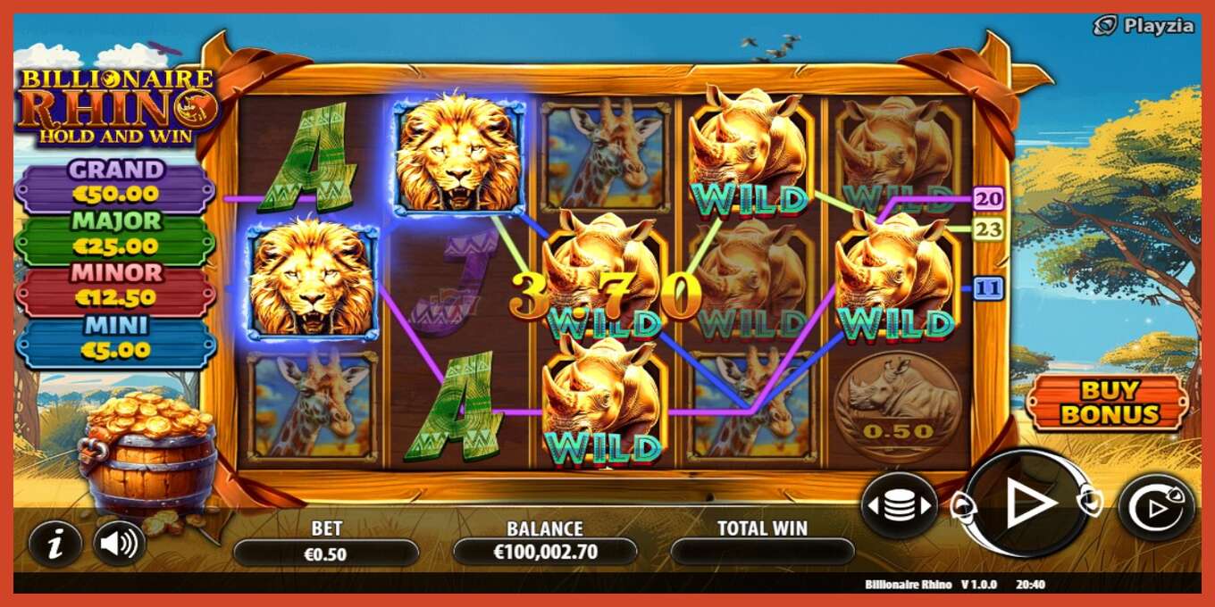 Slot screenshot: Billionaire Rhino no deposit, number - 4