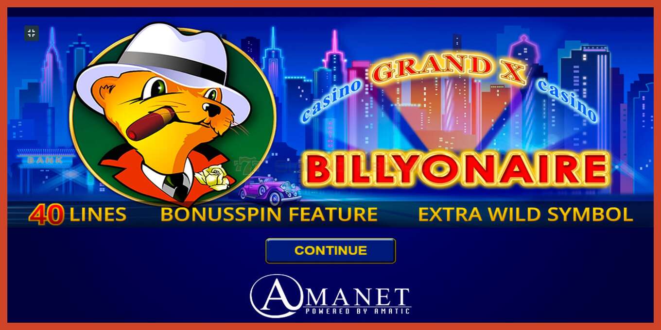 Slot screenshot: Billyonaire no deposit, number - 1