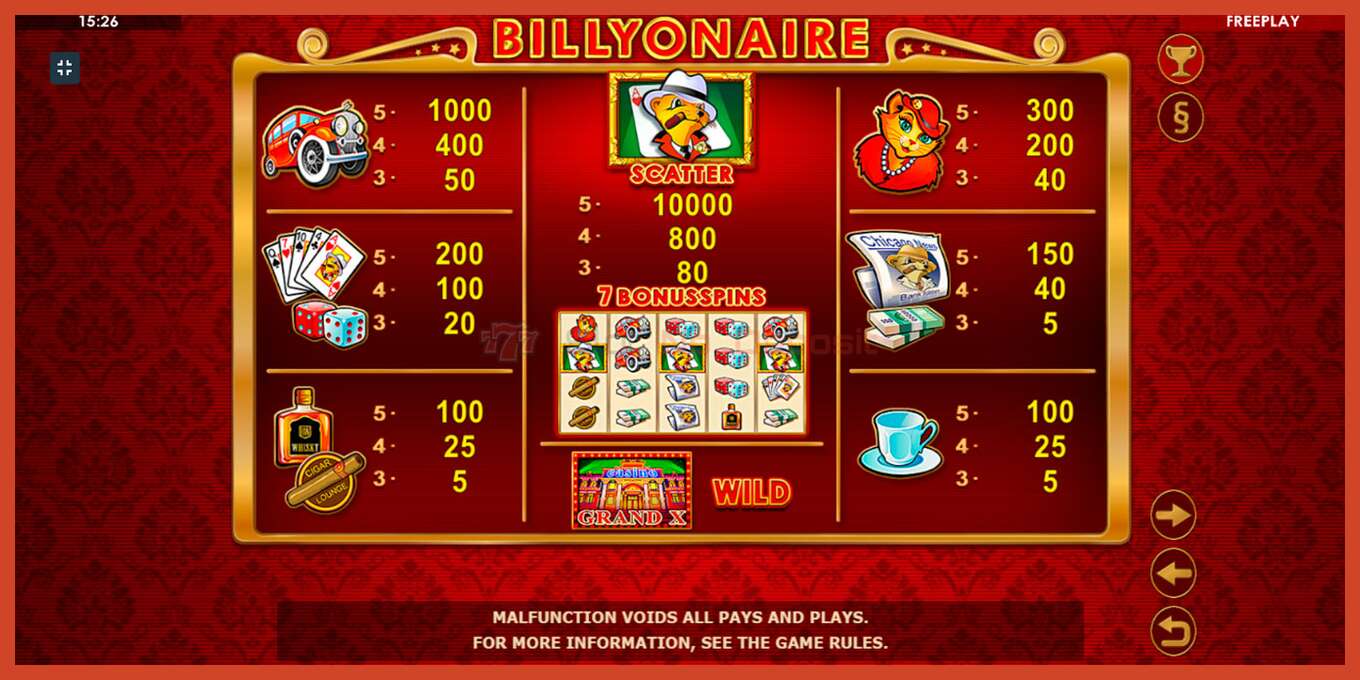 Slot screenshot: Billyonaire no deposit, number - 4