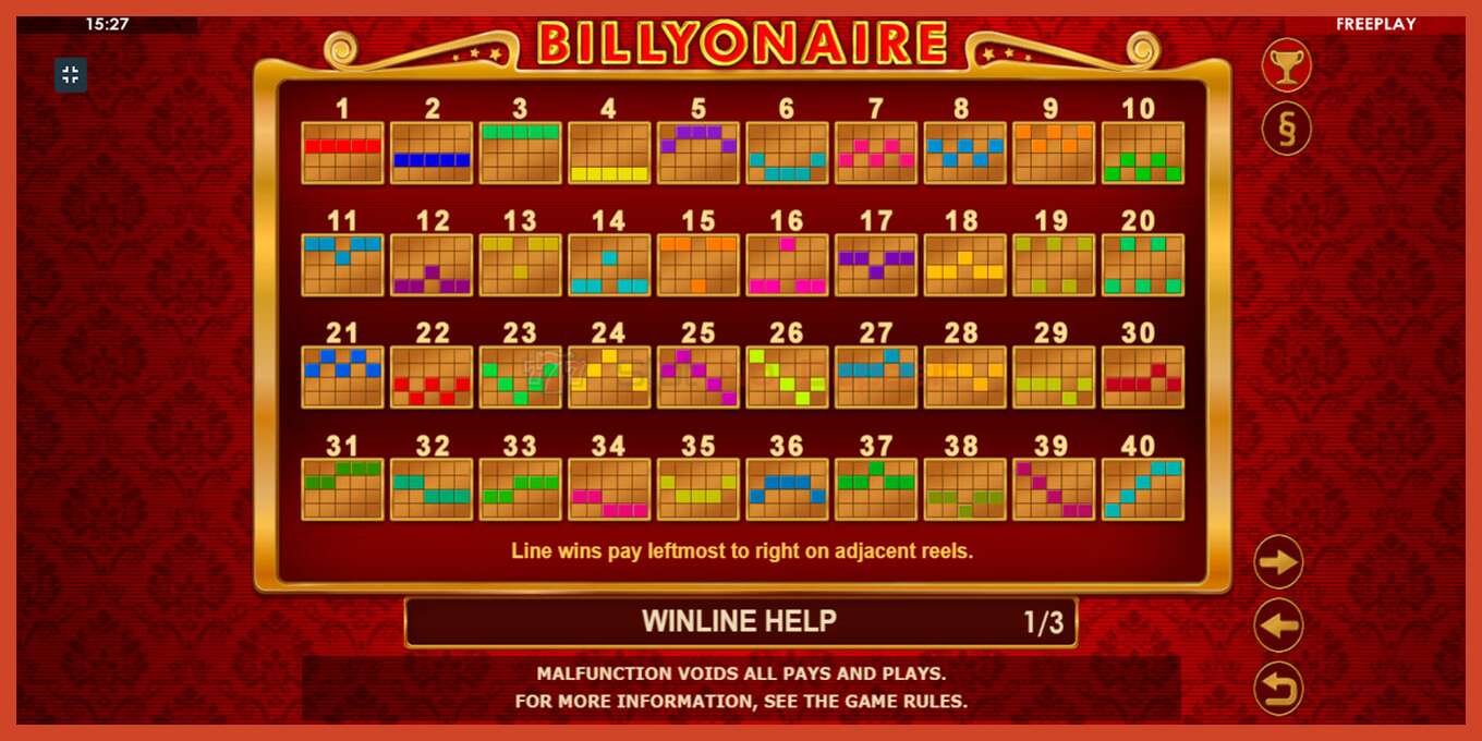 Slot screenshot: Billyonaire no deposit, number - 5