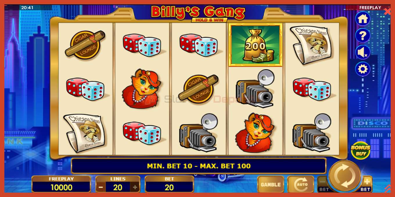 Slot screenshot: Billys Gang no deposit, number - 2