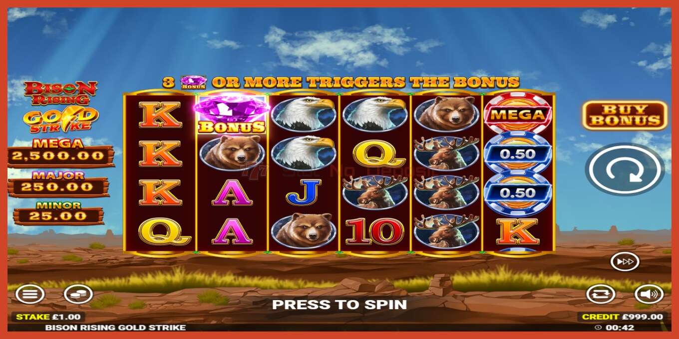 Slot screenshot: Bison Rising Gold Strike no deposit, number - 2