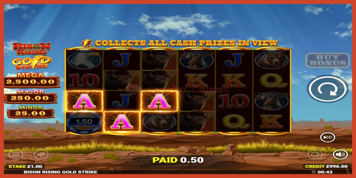 Slot screenshot: Bison Rising Gold Strike no deposit, number - 3