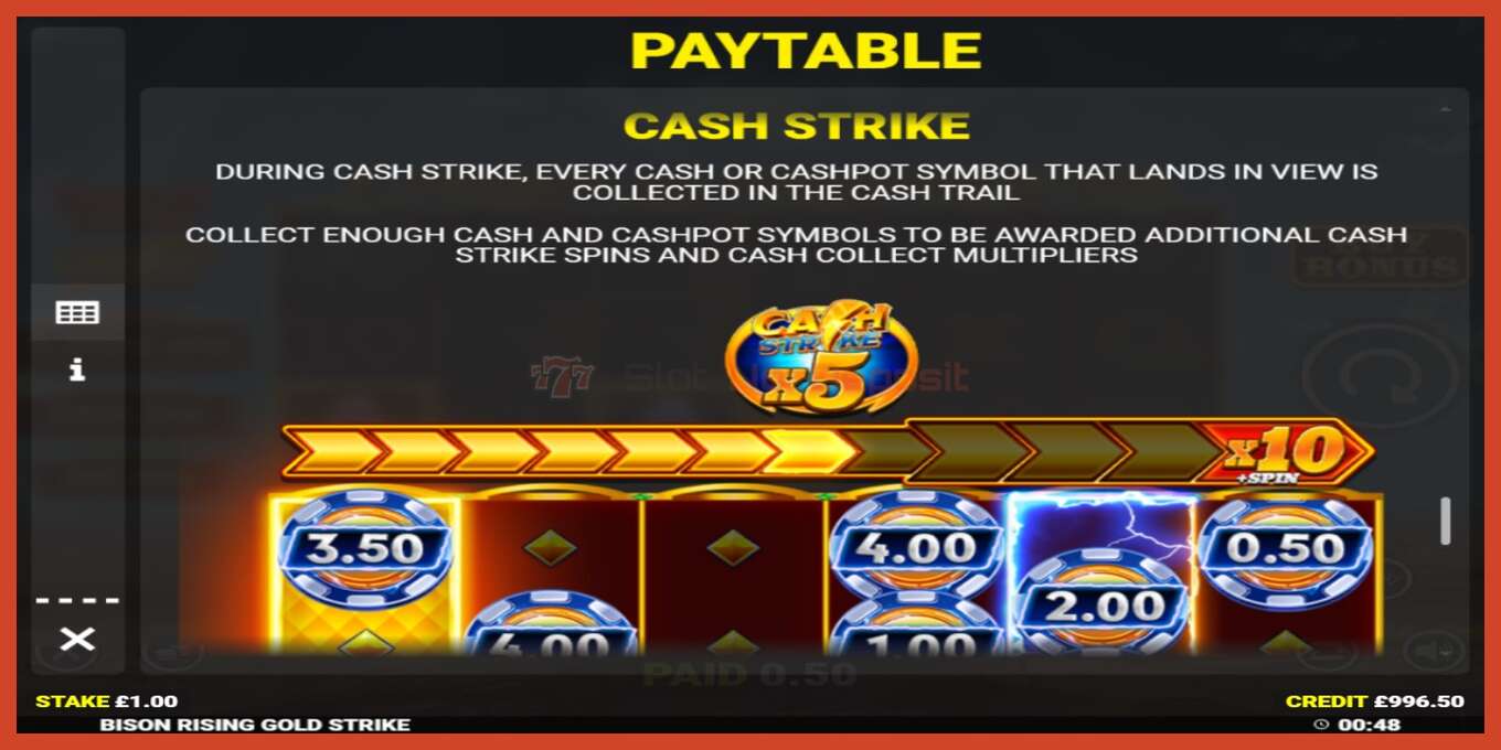 Slot screenshot: Bison Rising Gold Strike no deposit, number - 7