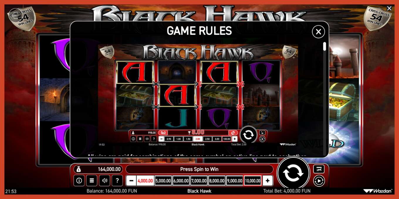 Slot screenshot: Black Hawk no deposit, number - 5