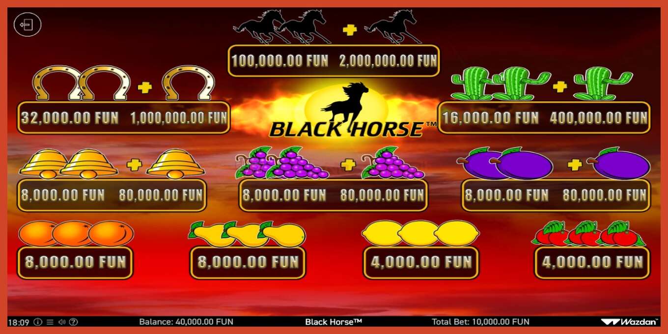 Slot screenshot: Black Horse no deposit, number - 4