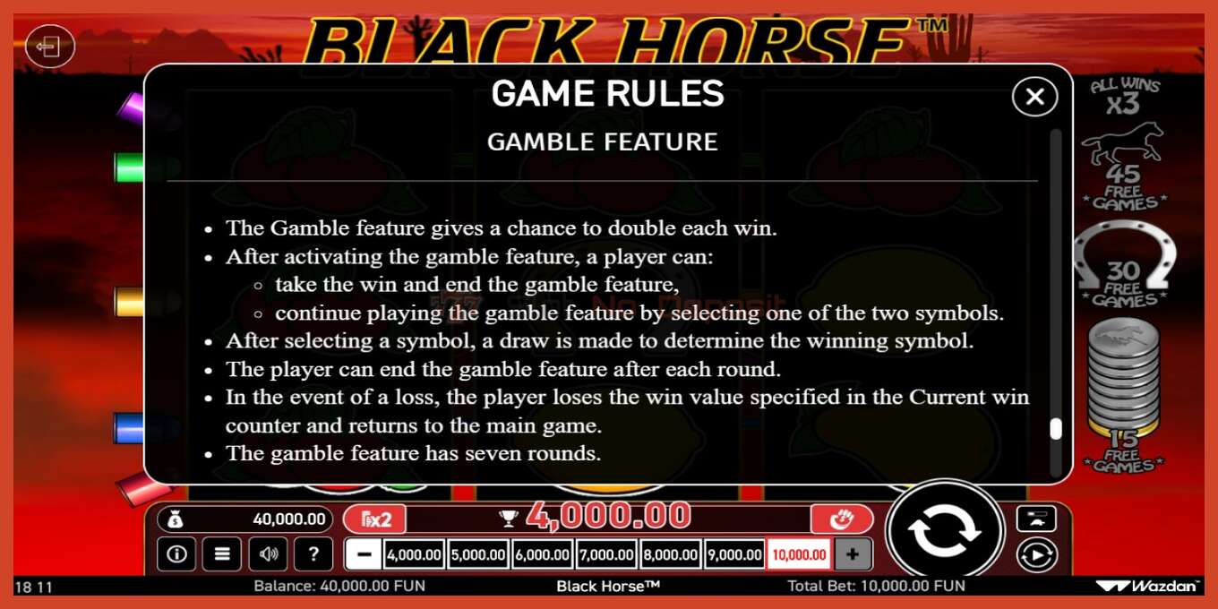 Slot screenshot: Black Horse no deposit, number - 5