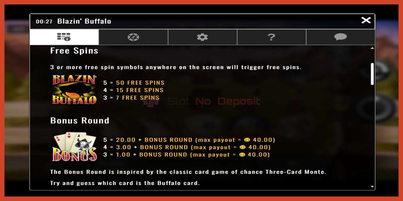 Slot screenshot: Blazin’ Buffalo no deposit, number - 3