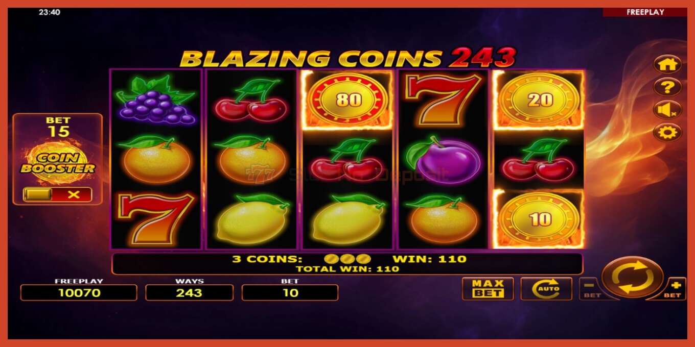 Pamja e ekranit të slotit: Blazing Coins 243 pa depozitë, numri - 3