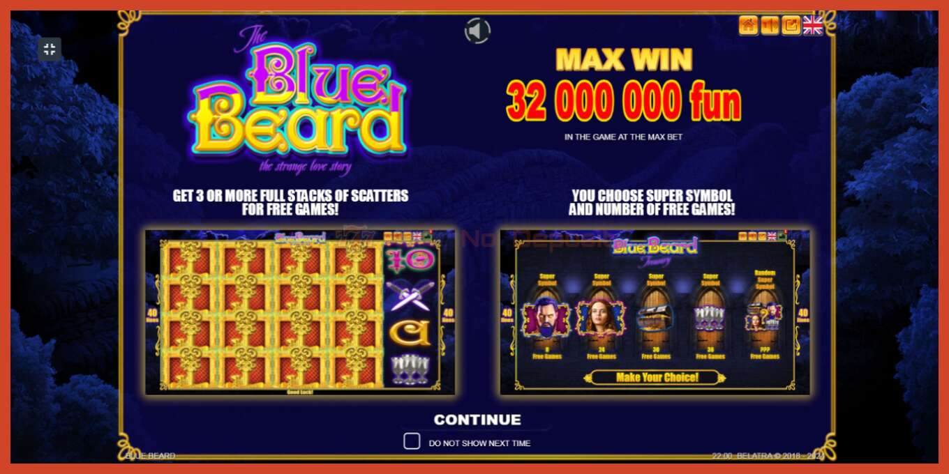 Slot screenshot: Blue Beard no deposit, number - 1