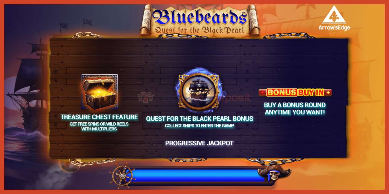 Slot screenshot: Bluebeard Quest for the Black Pearl no deposit, number - 1