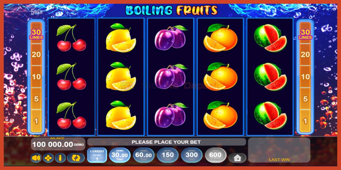 Slot skrinshoti: Boiling Fruits depozit yoq, raqam - 1