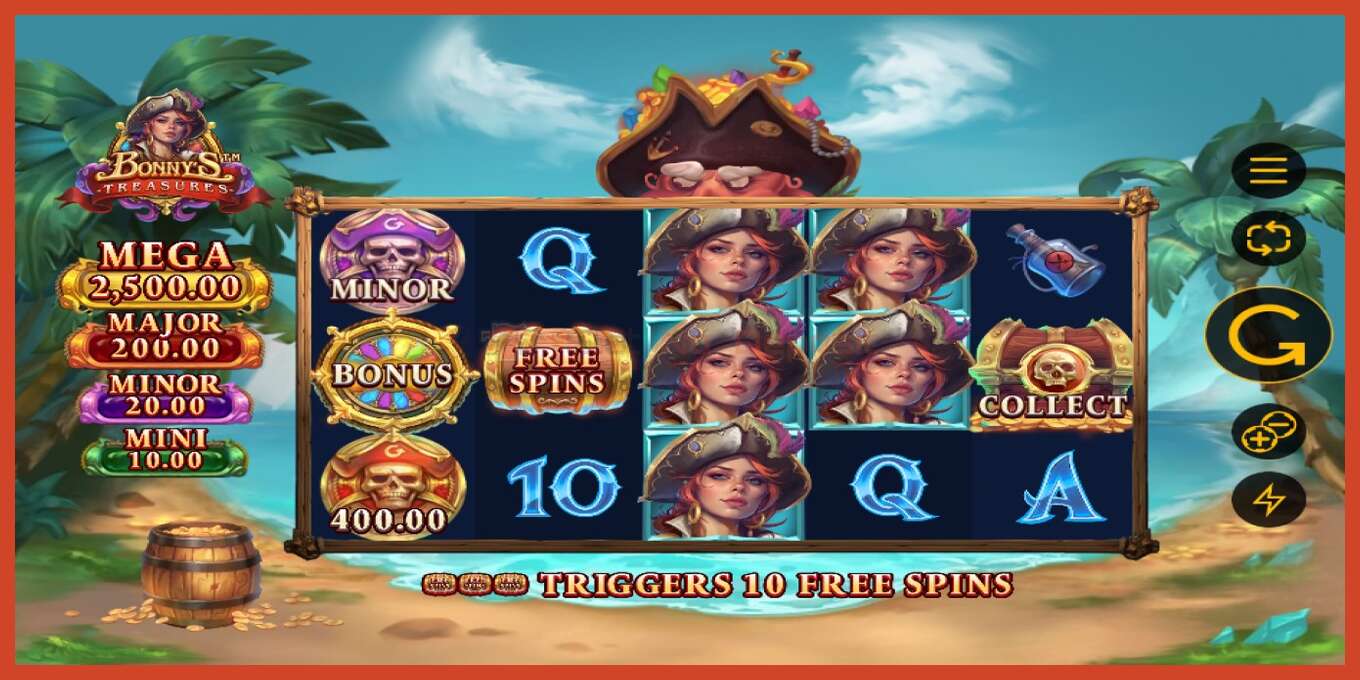 Slot screenshot: Bonnys Treasures no deposit, number - 1