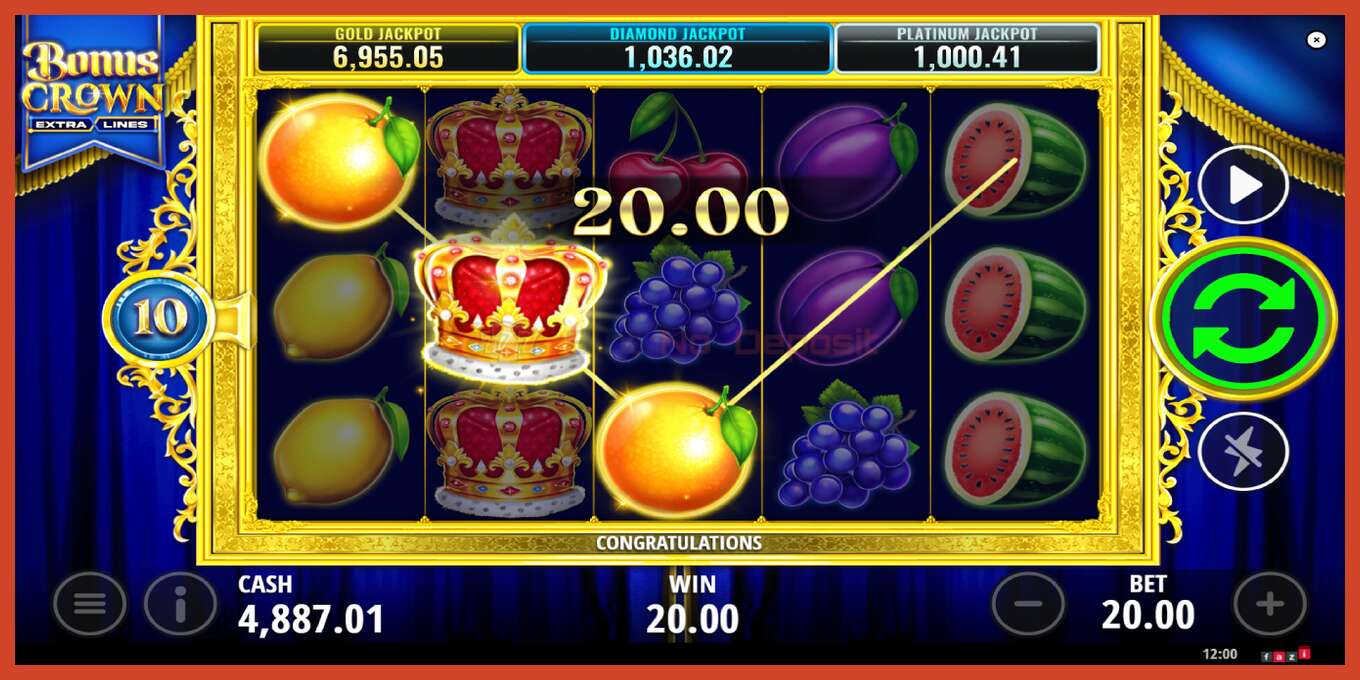 Slot skærmbillede: Bonus Crown intet depositum, antal - 3