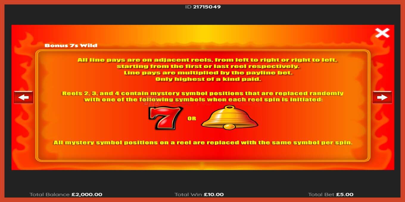 Slot screenshot: Bonus Sevens Wild no deposit, number - 4