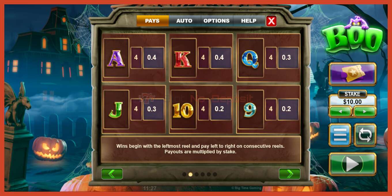 Slot screenshot: Boo no deposit, number - 6