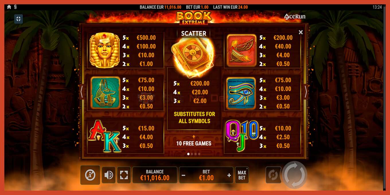 Slot screenshot: Book Extreme no deposit, number - 6