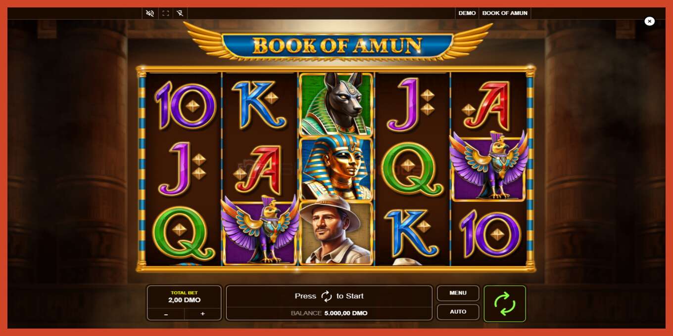 Slot screenshot: Book of Amun no deposit, number - 1