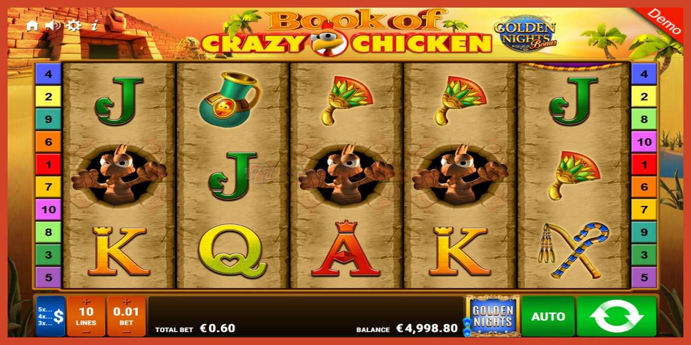 Slot screenshot: Book of Crazy Chicken Golden Nights no deposit, number - 2