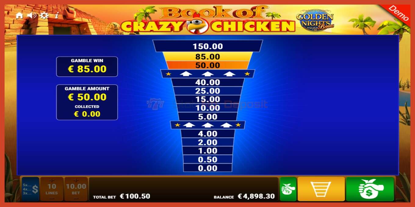 Slot screenshot: Book of Crazy Chicken Golden Nights no deposit, number - 4