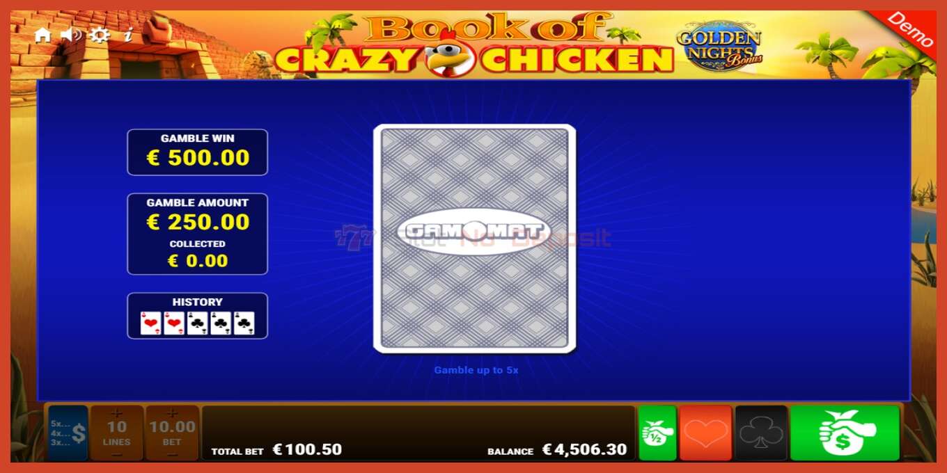 Slot screenshot: Book of Crazy Chicken Golden Nights no deposit, number - 5