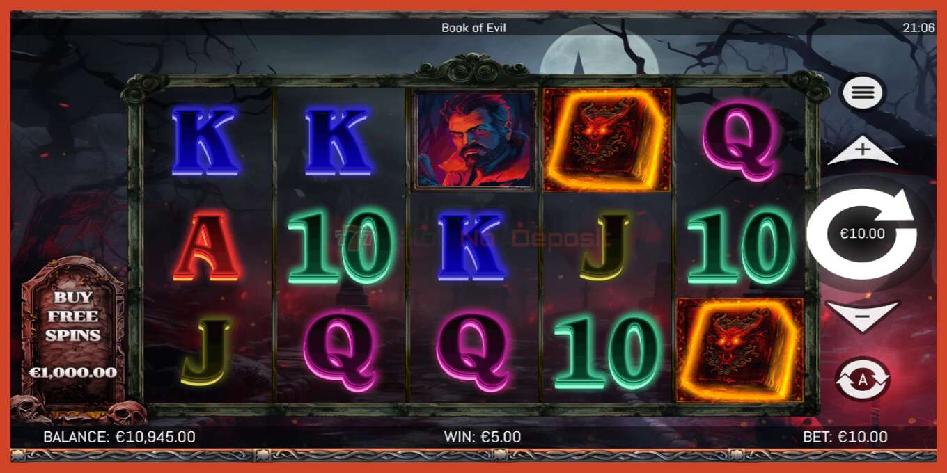 Slot screenshot: Book of Evil no deposit, number - 3