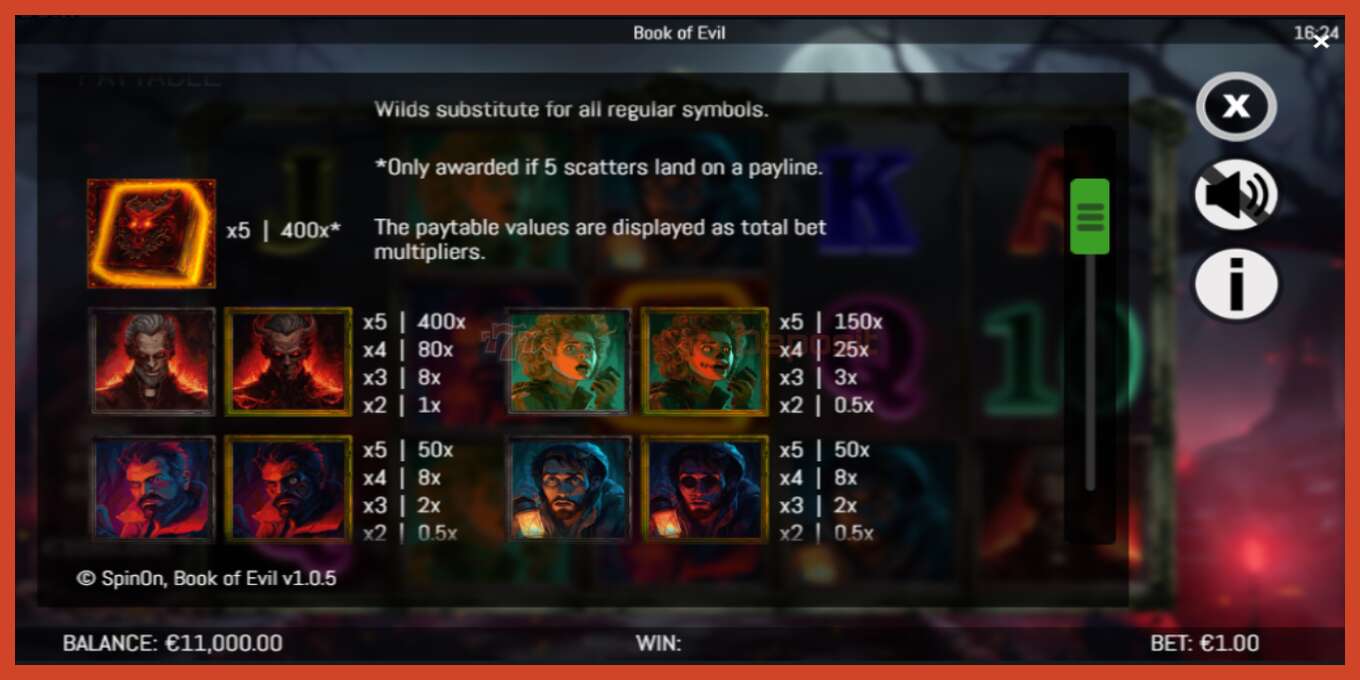 Slot screenshot: Book of Evil no deposit, number - 5