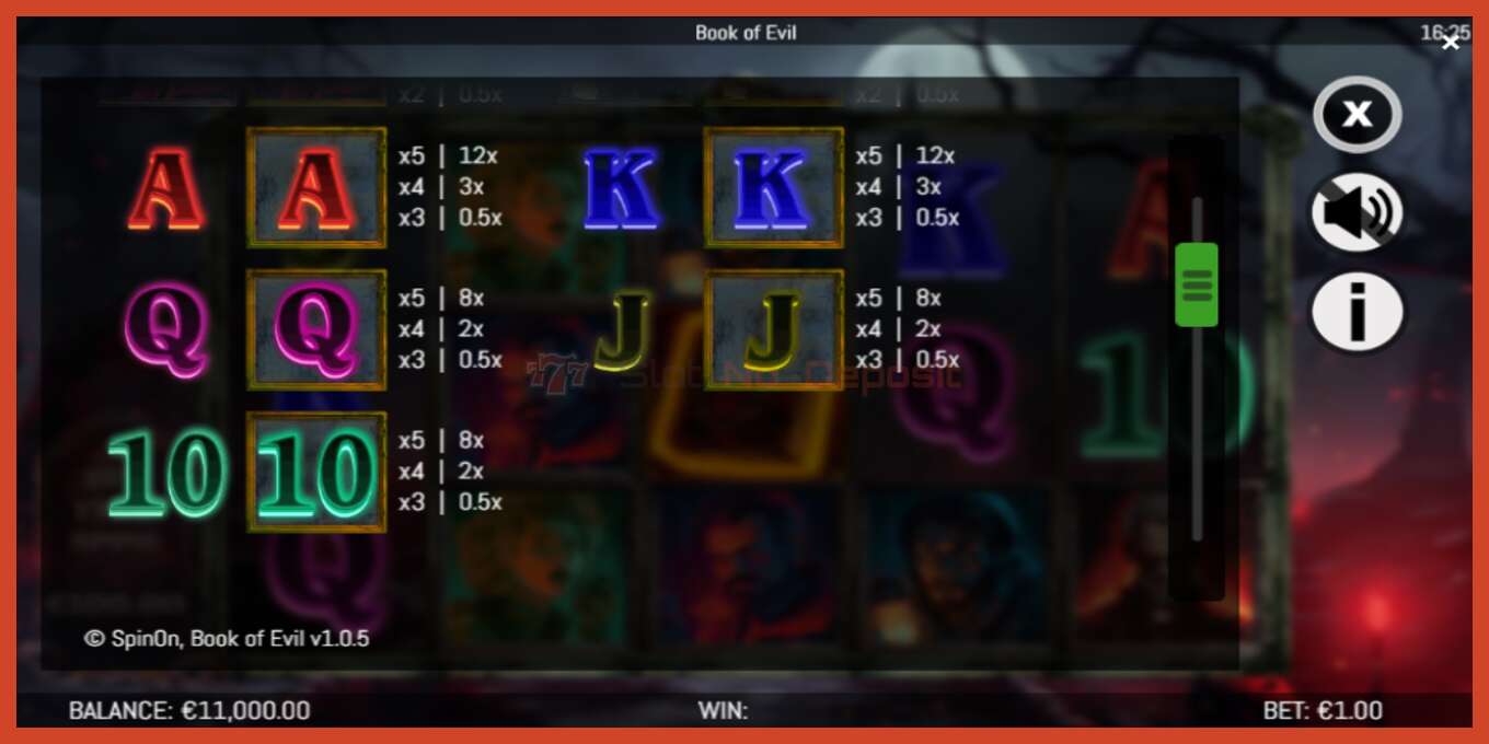 Slot screenshot: Book of Evil no deposit, number - 6