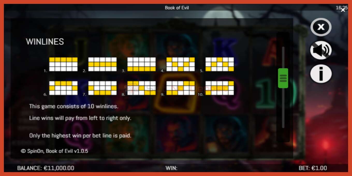 Slot screenshot: Book of Evil no deposit, number - 7