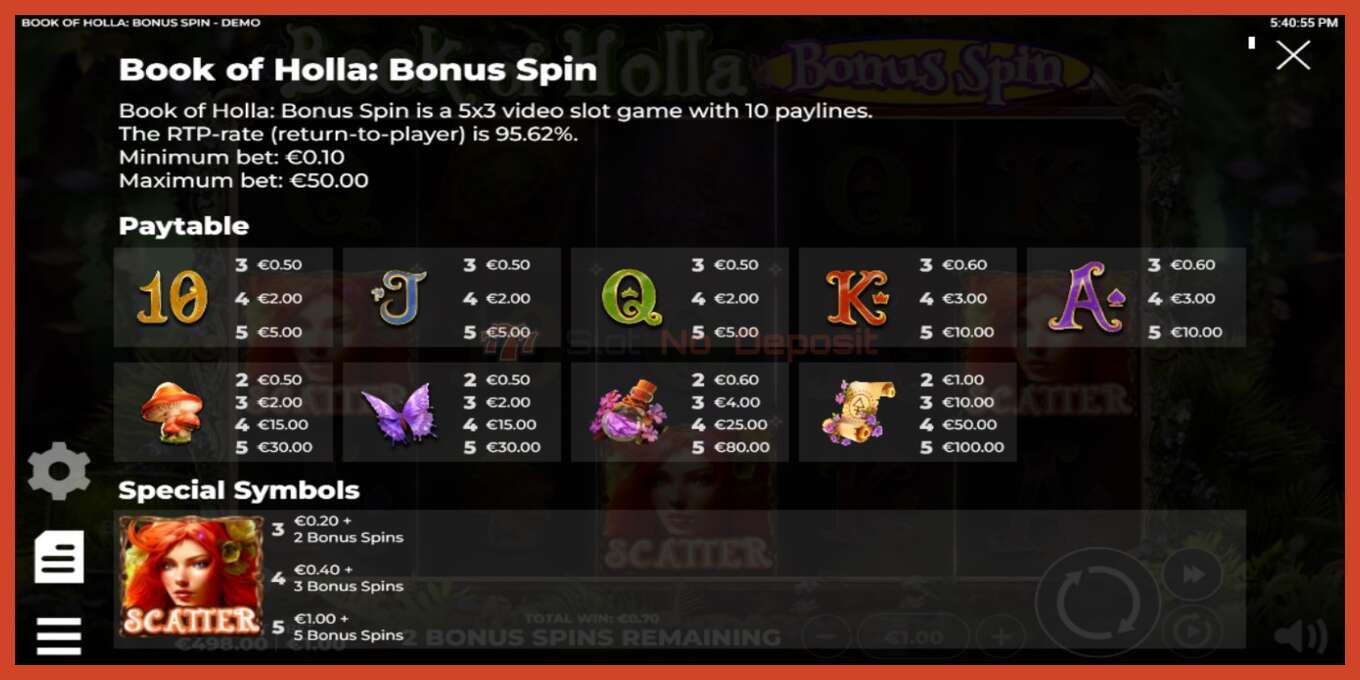 Slot screenshot: Book of Holla: Bonus Spin no deposit, number - 4