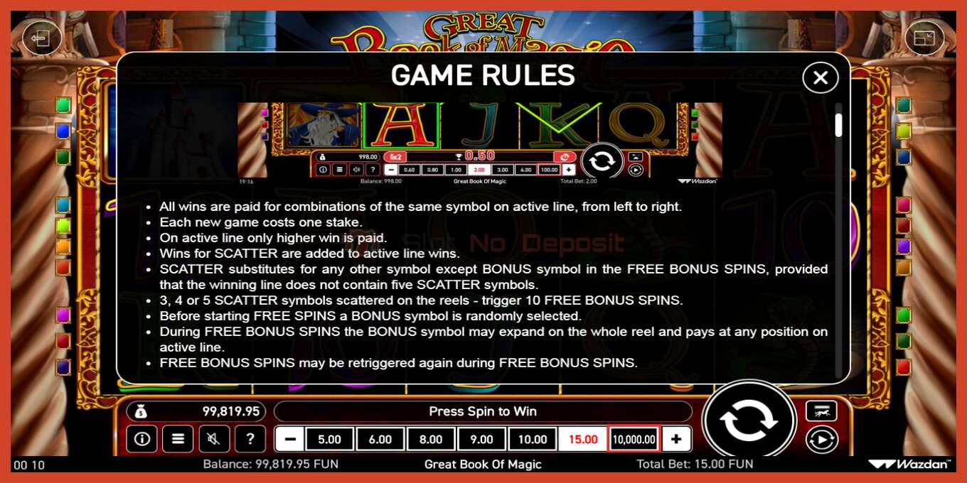 Slot screenshot: Book Of Magic no deposit, number - 6