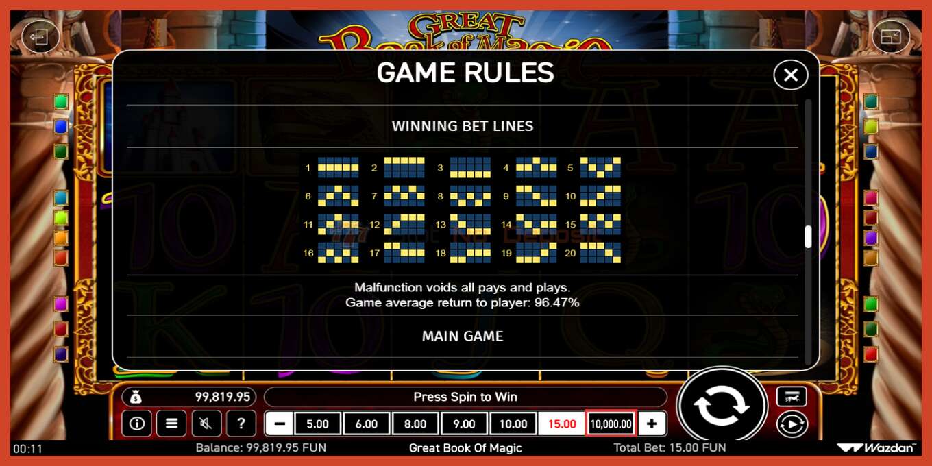 Slot screenshot: Book Of Magic no deposit, number - 7