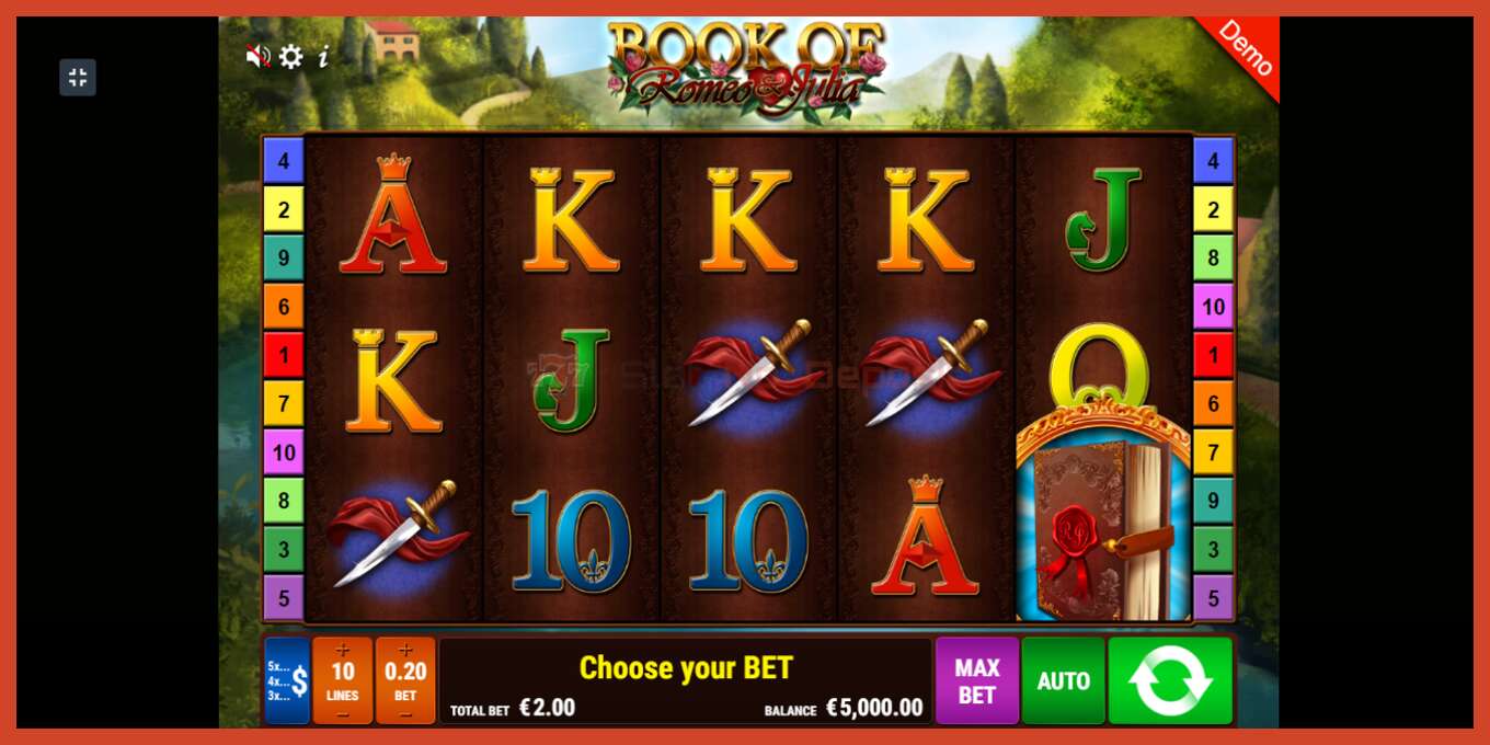 Slot screenshot: Book of Romeo and Julia no deposit, number - 2