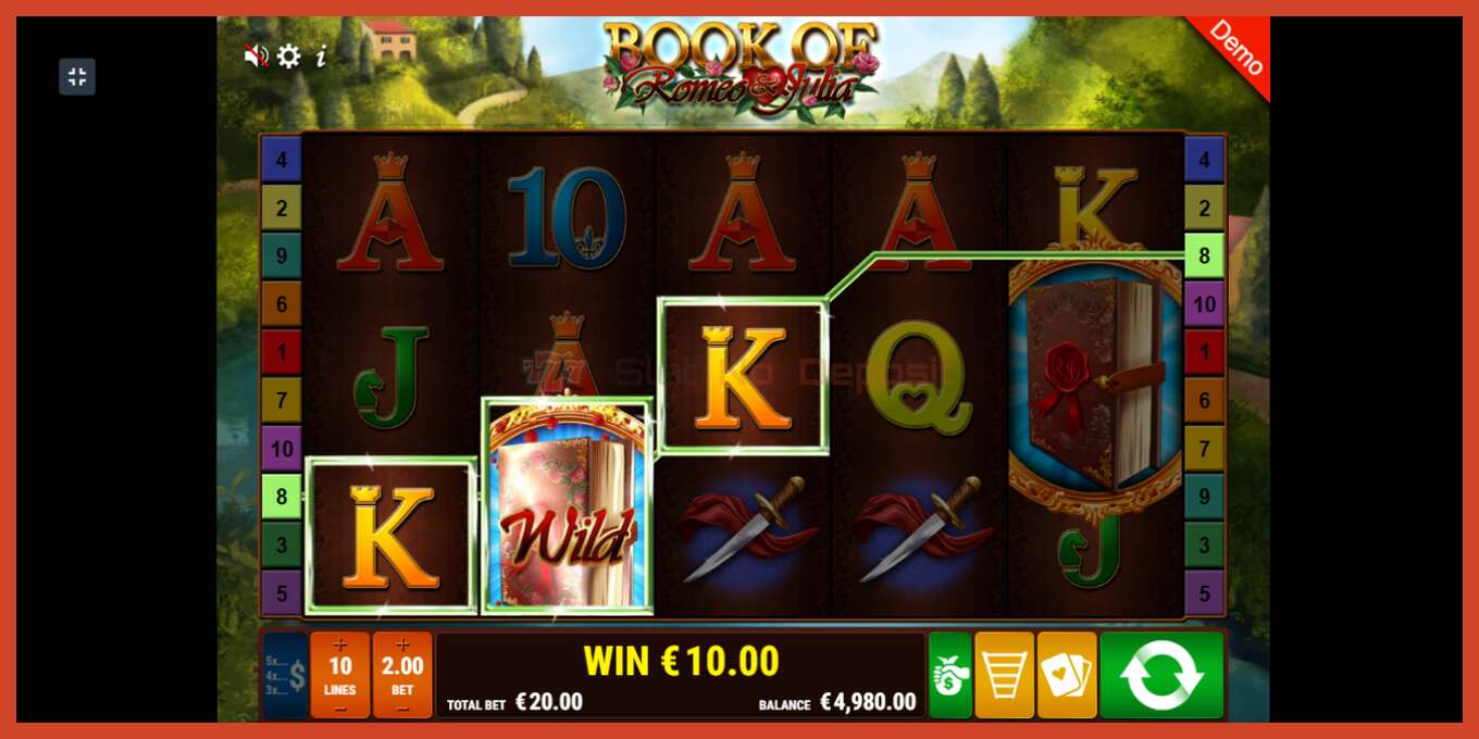 Slot screenshot: Book of Romeo and Julia no deposit, number - 3