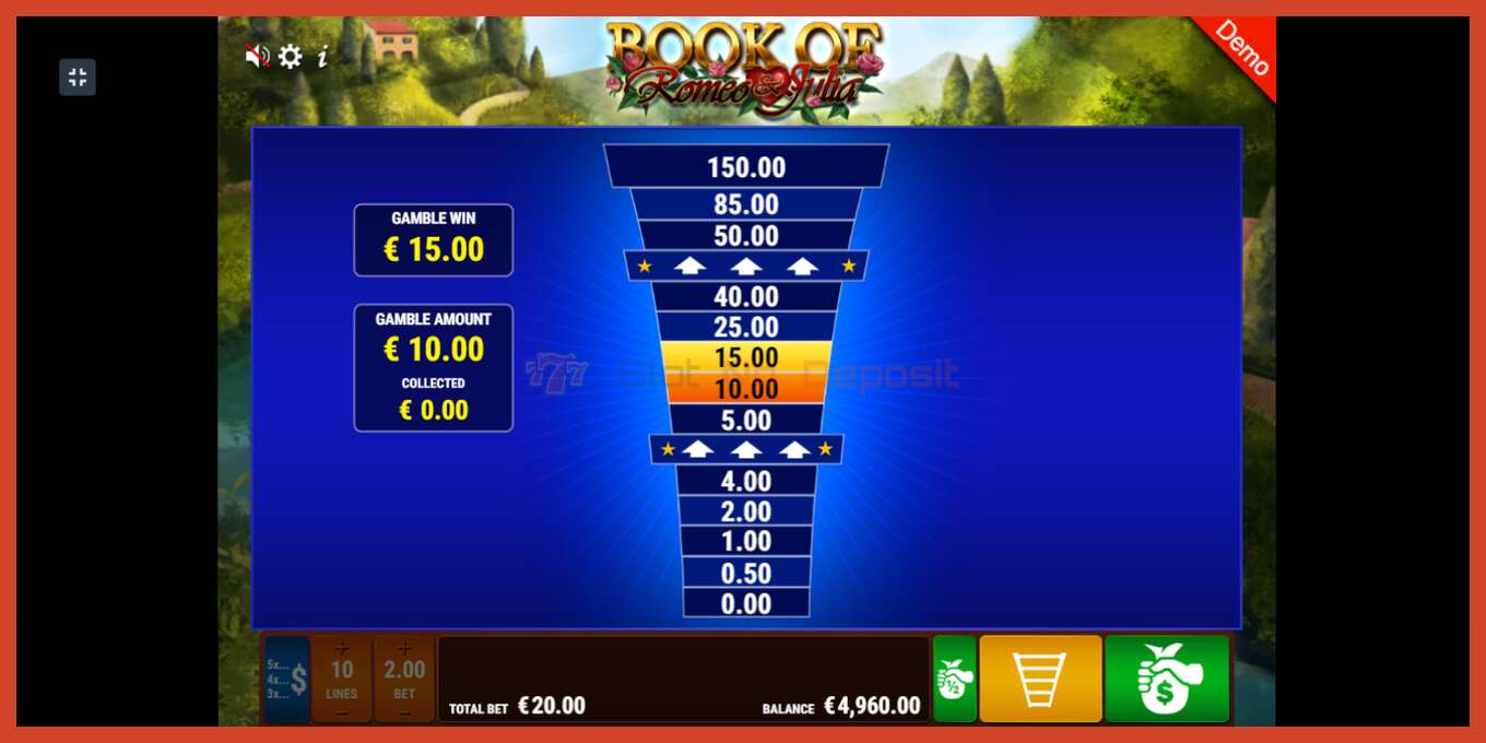 Slot screenshot: Book of Romeo and Julia no deposit, number - 5