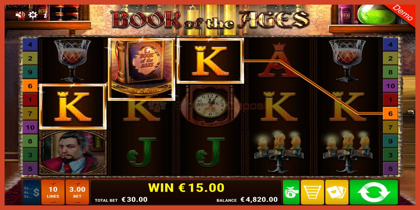 Slot screenshot: Book of the Ages no deposit, number - 4