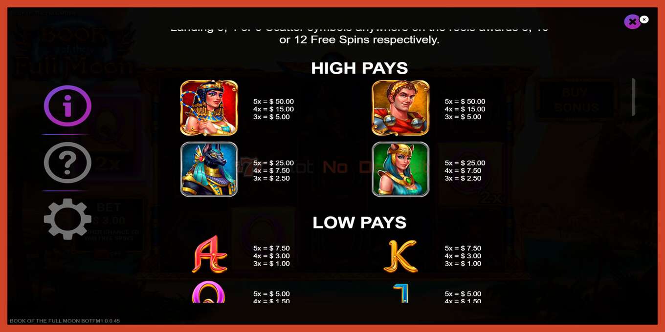 Slot screenshot: Book of the Full Moon no deposit, number - 6