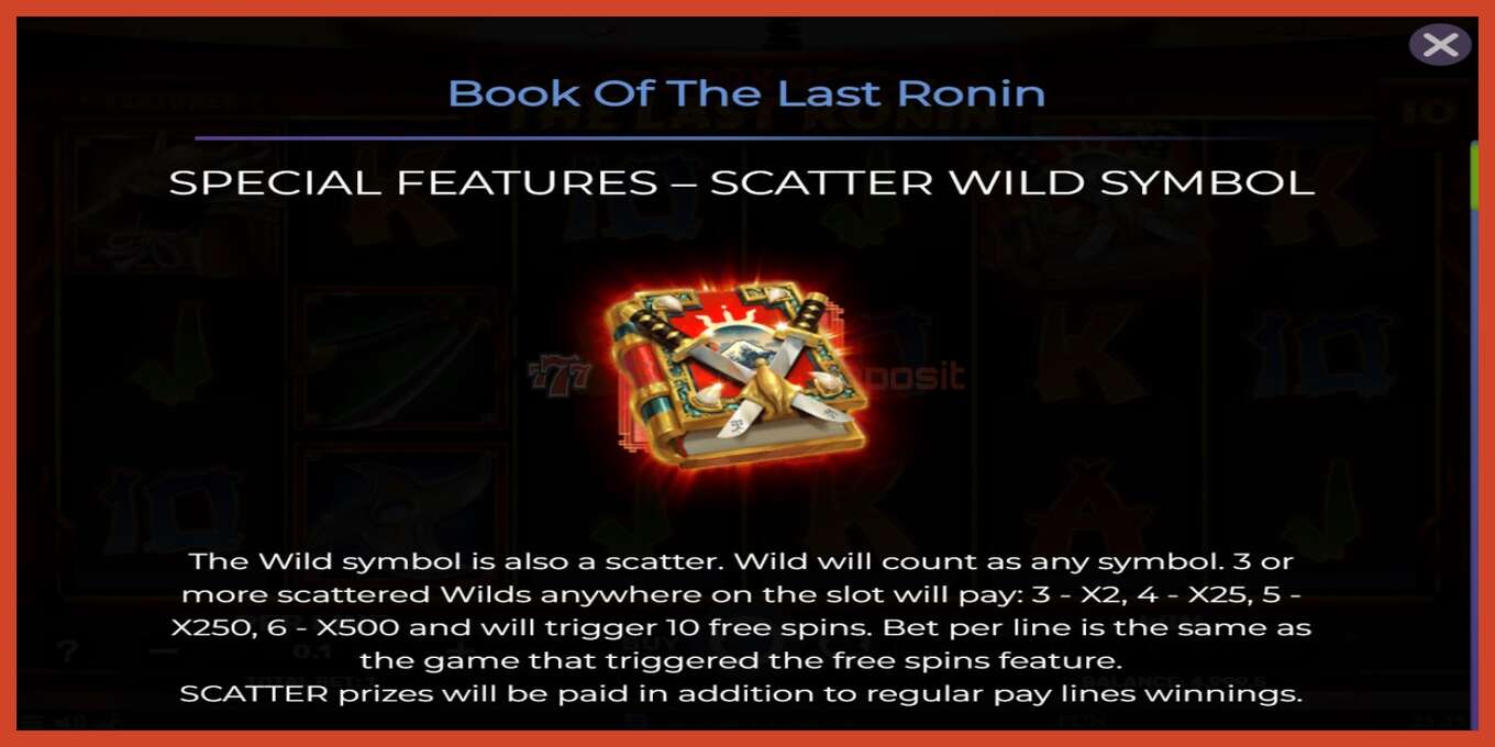 Slot screenshot: Book of the Last Ronin bez depozita, broj - 4