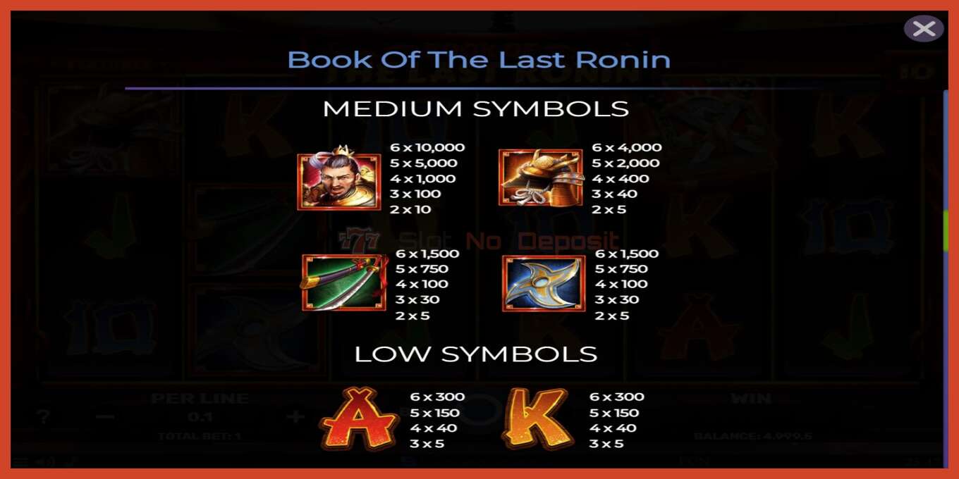 Slot screenshot: Book of the Last Ronin bez depozita, broj - 5