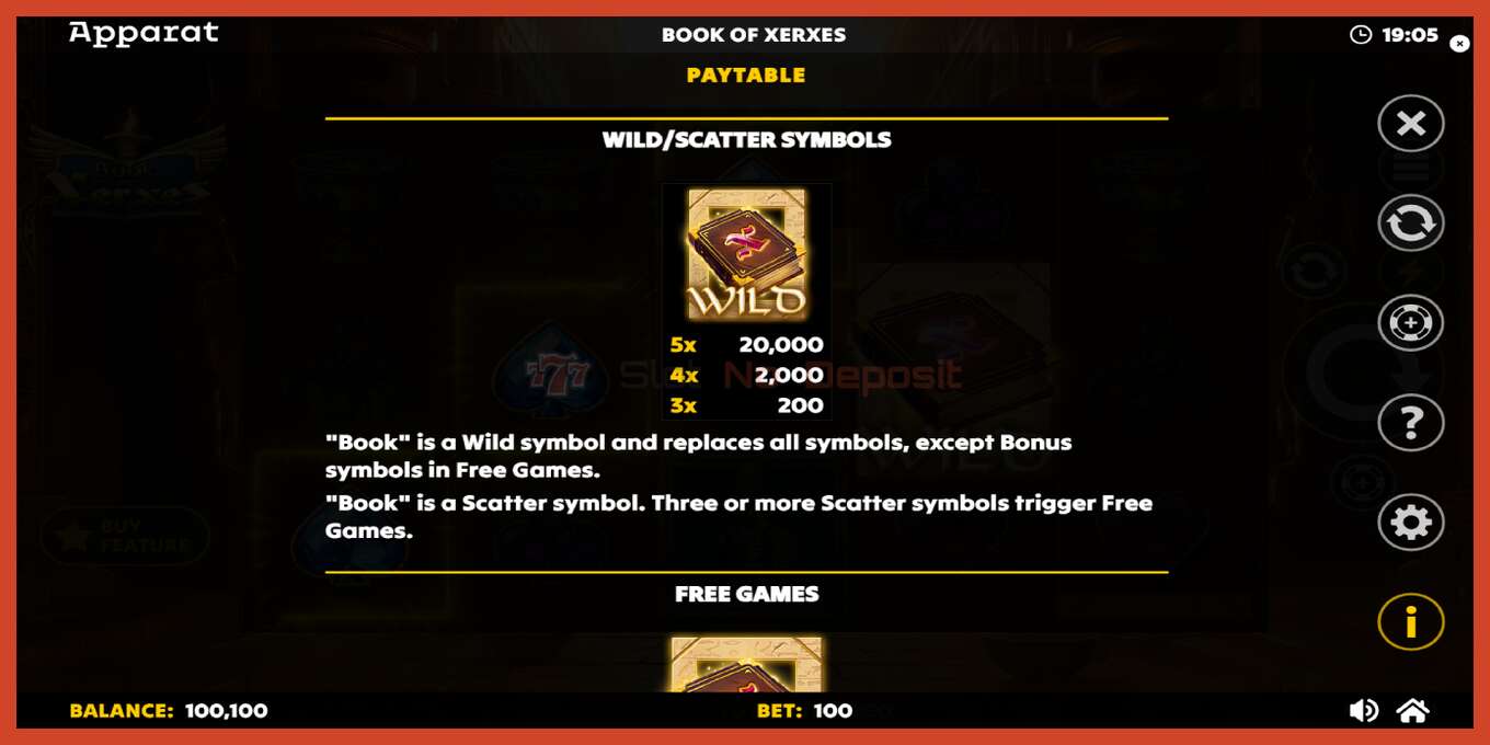 Slot screenshot: Book of Xerxes no deposit, number - 5