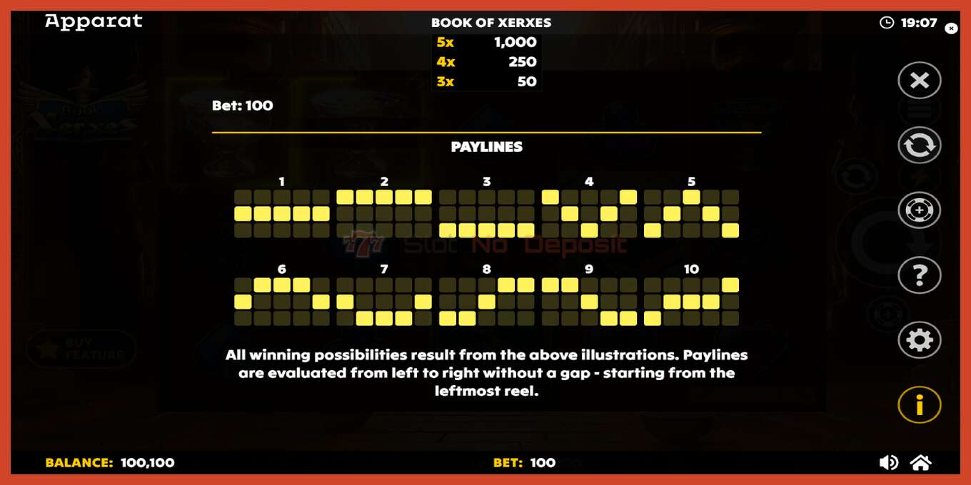 Slot screenshot: Book of Xerxes no deposit, number - 7