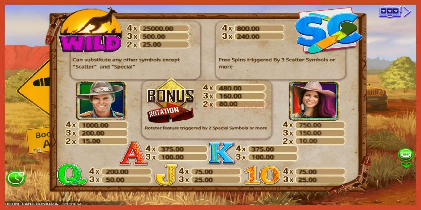 Slot screenshot: Boomerang Bonanza no deposit, number - 4