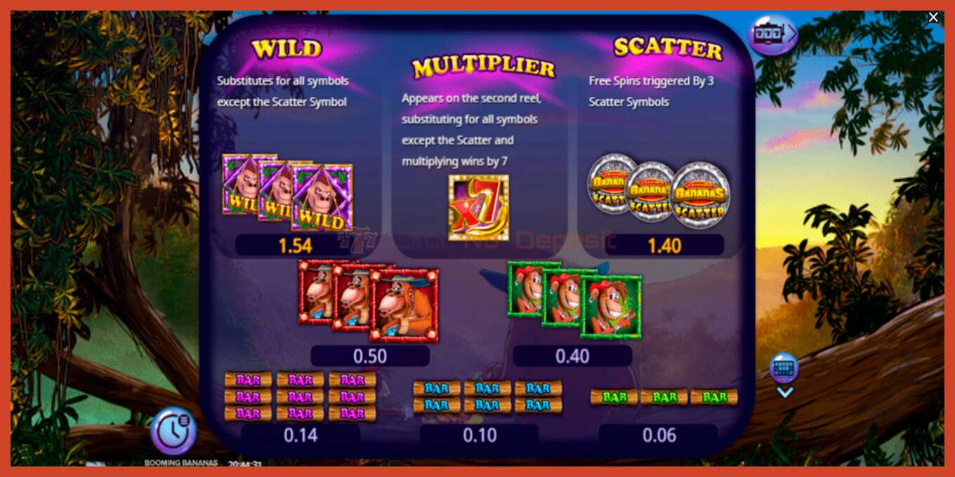 Captura de pantalla do slot: Booming Bananas sen depósito, número - 6