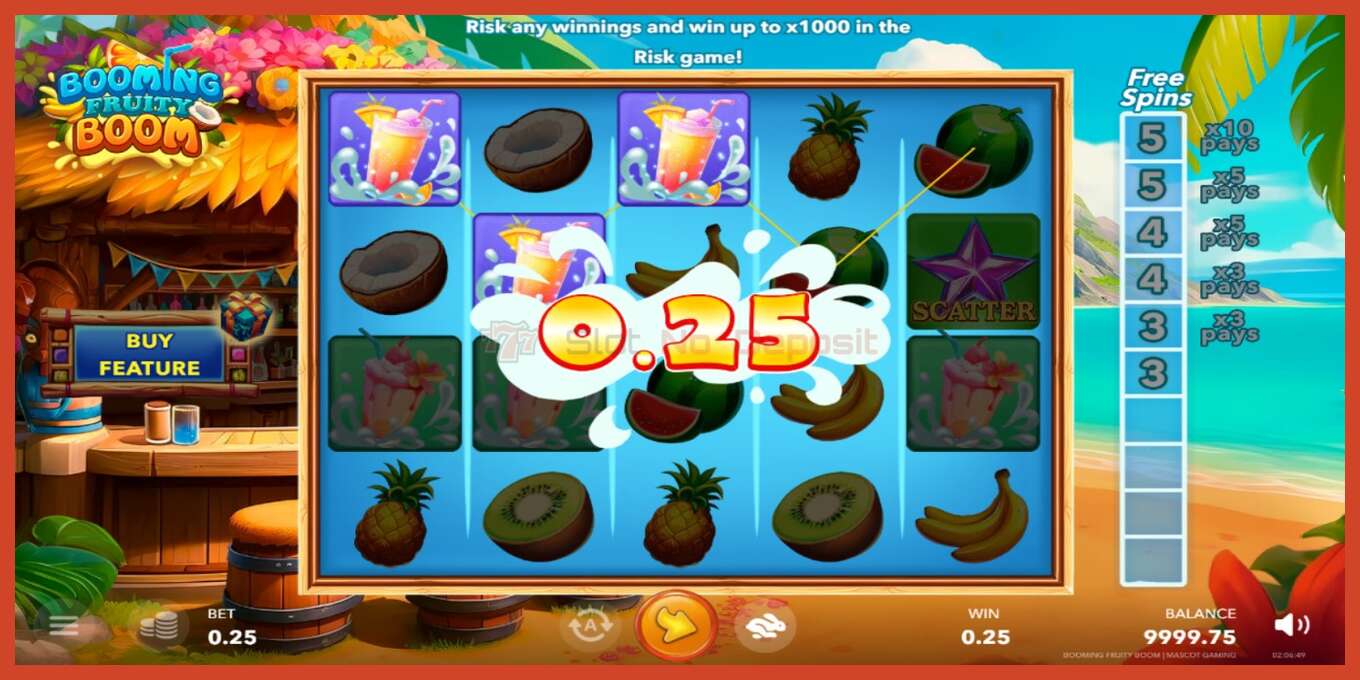 Captura de pantalla de la ranura: Booming Fruity Boom sin deposito, número - 3