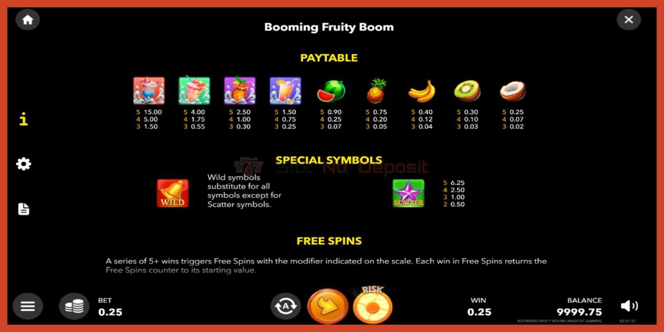 Captura de pantalla de la ranura: Booming Fruity Boom sin deposito, número - 5